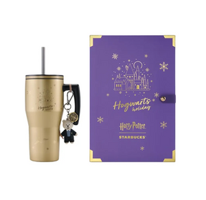 Starbucks x Harry Potter Golden Hogwarts Castle Edition 30oz thermal mug with metallic gold finish and black handle