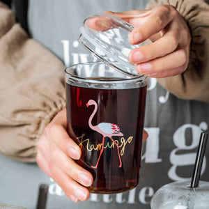 Creative star heat-resistant glass iced coffee cup with dome lid and straw