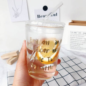Creative star heat-resistant glass iced coffee cup with dome lid and straw