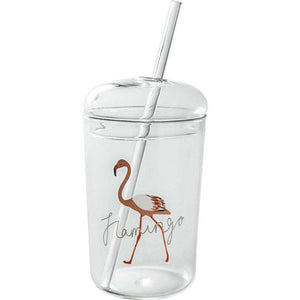 Creative star heat-resistant glass cup with dome lid and straw for iced coffee