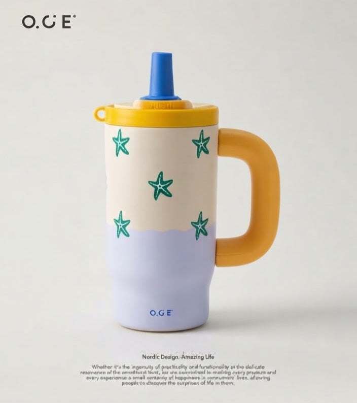 Tea Tumbler with Straw and Tea Strainer, Large Insulated Ice Cup, Light Blue or Green
