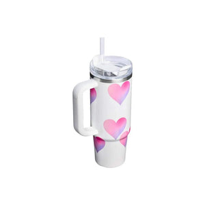 Stanley Quencher H2 0 Sweetheart limited edition pink and purple gradient heart insulated water bottle with lid and handle