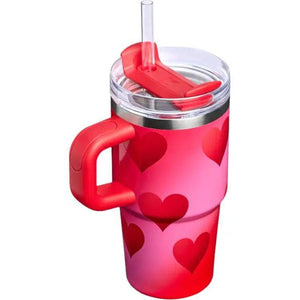 Stanley Flowstate Tumbler Sweetheart Poppy Edition pink to red gradient insulated travel mug with heart design