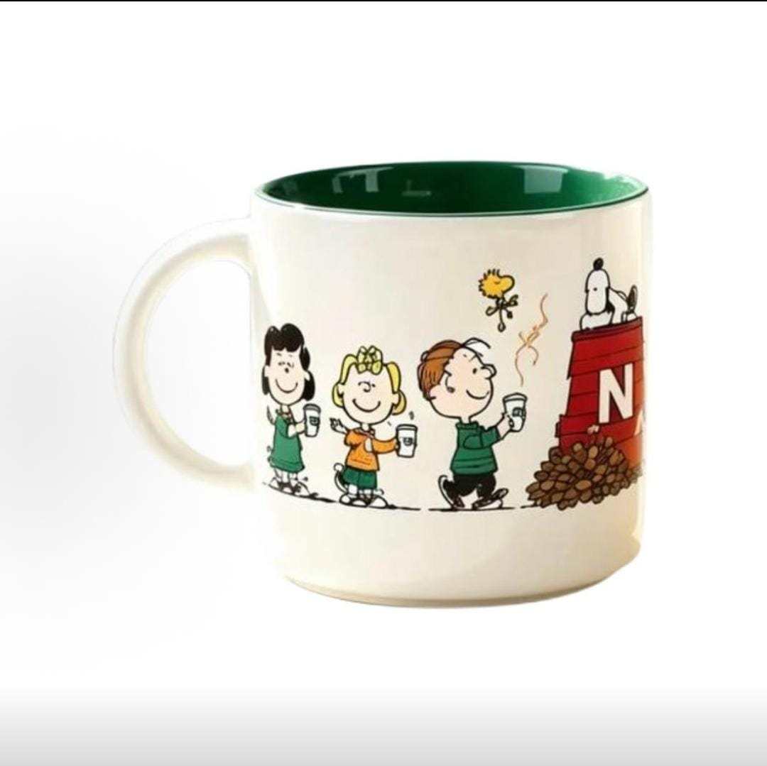 Starbucks x Snoopy Coffee Mug, 414 ml Ceramic with Peanuts Print