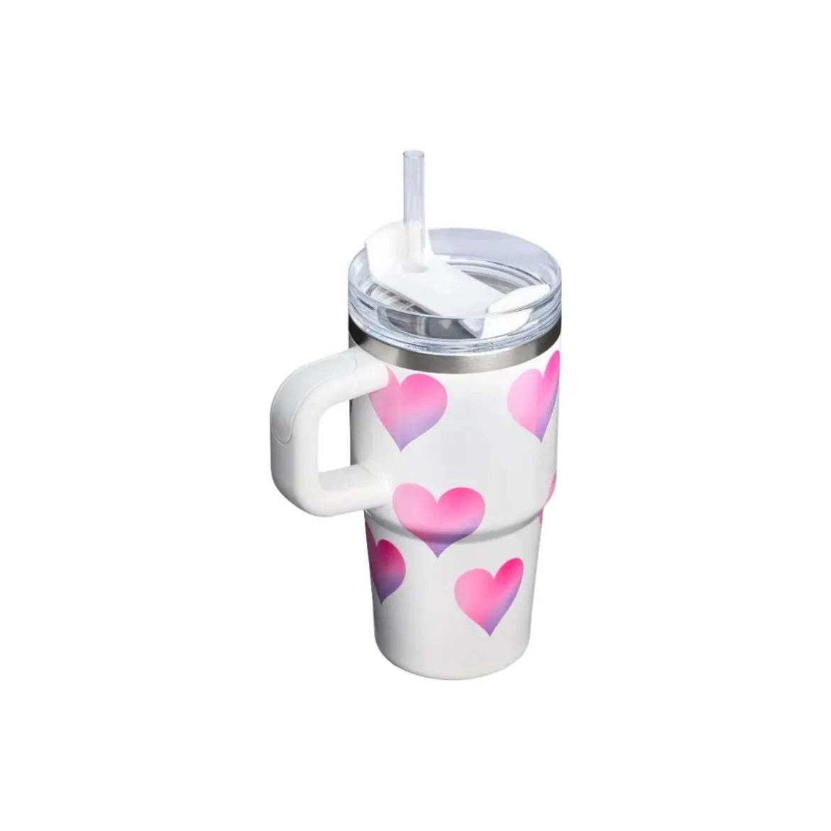 Stanley Quencher H2 0 Sweetheart limited edition insulated water bottle with heart pattern and FlowState lid