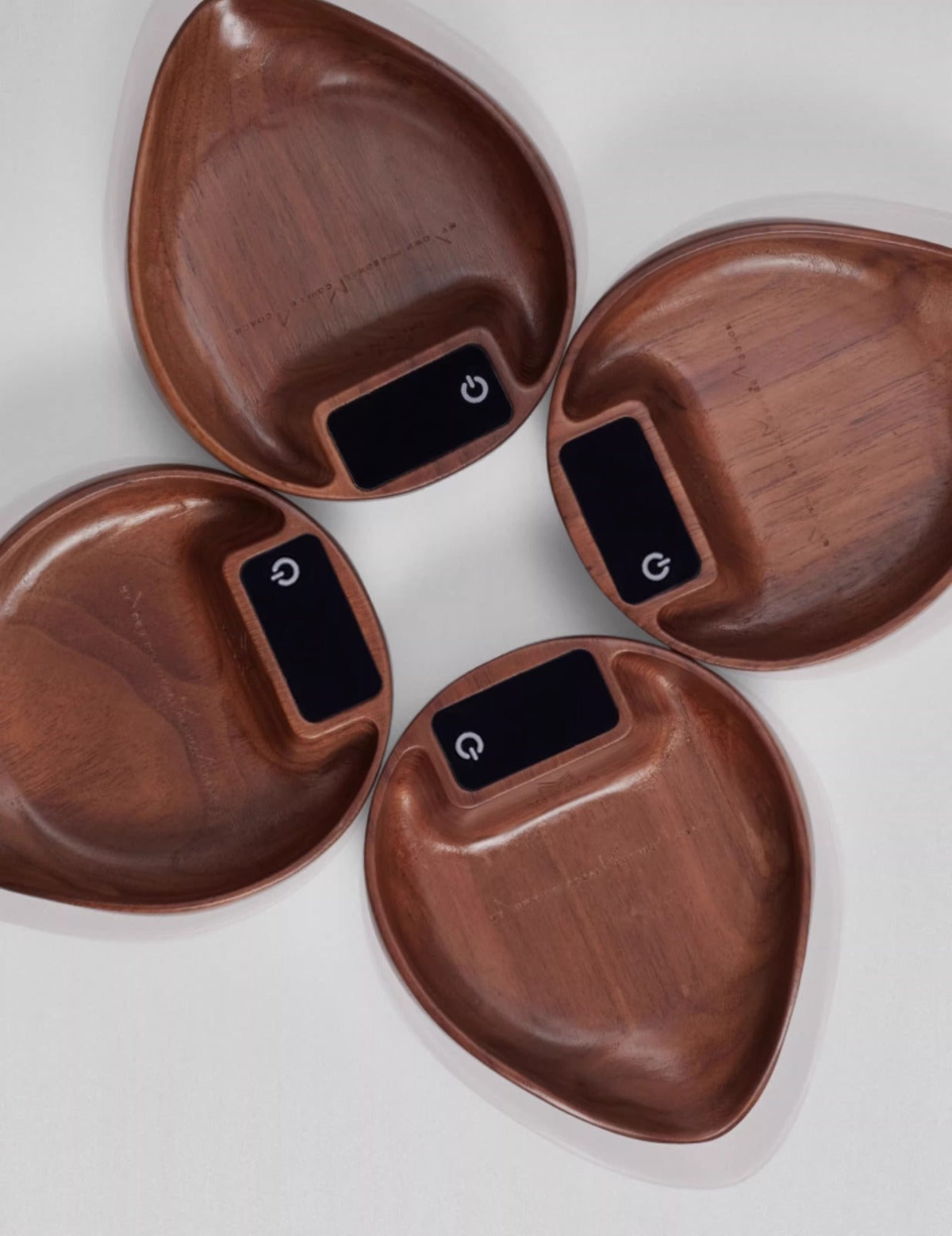 MUVNA Electronic Coffee Bean Weighing Tray made of natural walnut wood with LED display and silicone base