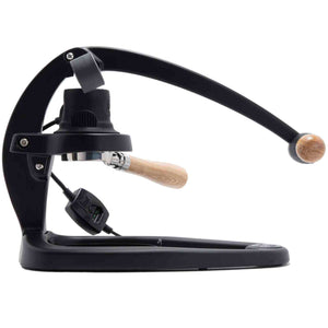 Flair 58 Plus 2 professional manual espresso lever machine with dark walnut accents and integrated control system