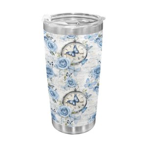 Vintage floral stainless steel tumbler cup with 20oz capacity and spill-resistant lid, Amazon hot sale
