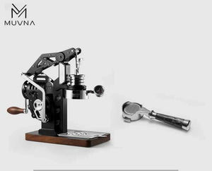 MUVNA Phantom manual lever espresso machine with gear-driven system and walnut wood base