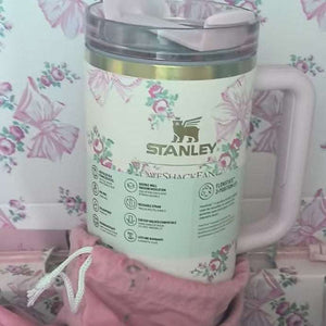 Stanley LoveShackFancy Quencher 40oz stainless steel thermos mug with FlowState lid for iced coffee
