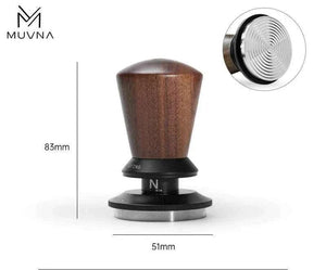 MUVNA Magnetic Dosing Funnel on 58mm portafilter with magnetic wall mount for spill-free espresso grinding and WDT technique