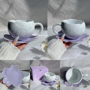 Starbucks cup from Purple Cherry Blossom Collection stainless steel drinkware with floral design and vacuum insulation