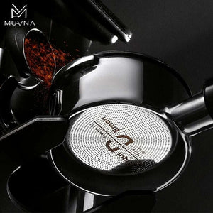 MUVNA Precision Espresso Dosing Cups in Matte Black and Stainless Steel with 58mm fit for espresso portafilters