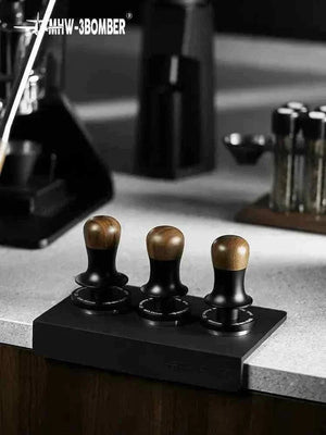 MHW-3BOMBER Flash Tamper 2.0 stainless steel espresso tamping tool with adjustable pressure and interchangeable bases, 58.35mm size