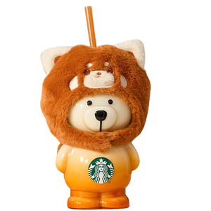 Starbucks bear mug Red Panda Edition with removable plush hoodie and leak-proof lid