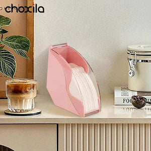 Choxila Pink V60 Filter Box fan-shaped holder with clear lid for organized, dust-proof storage of V60 filters