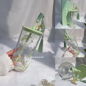 Starbucks Spring Sequence Edition Dragonfly Beaded Insulated Thermal Bottle with silk handle and intricate beading