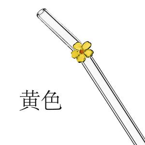 Cup To Machine cross-border exclusive flower decorative glass straws with handcrafted floral accents for iced coffee glasses and tumblers