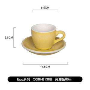 Loveramics Egg Espresso Cup and Saucer set made of high-fired porcelain with smooth glazed finish and ergonomic design for enhanced crema and aroma, 80ml capacity