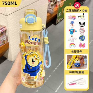 Kids Tritan water bottle with straw and spray function