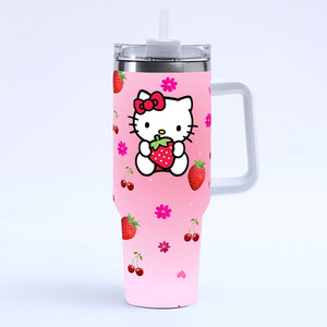Sanrio Hello Kitty stainless steel tumbler with 40oz capacity and straw lid for iced coffee