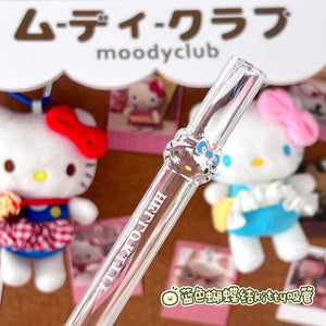 Hello Kitty glass straw coffee accessory with 3D design and heat resistance