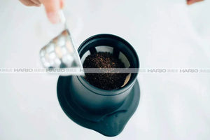 HARIO One-Cup Cafeor eco-friendly single-cup coffee brewer with stainless steel permanent filter on ceramic mug