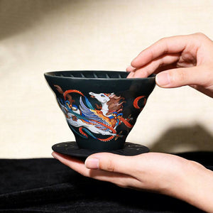 HARIO The Horse V60 ceramic dripper with vibrant horse illustration and high-gloss finish