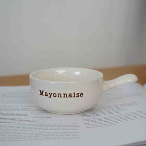 Colorful Saucy Ceramic Mini-Cups with ergonomic handles for serving sauces and dressings
