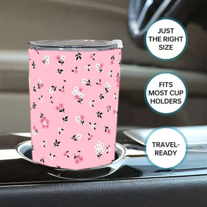 Cross-border 20OZ car cup pink floral insulated stainless steel tumbler with travel-ready design