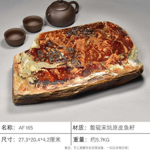 Handcrafted natural stone tea tray with carved She Yan slate for Gongfu tea ceremony