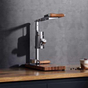 Aleman 2s hand press coffee machine semi-automatic stainless steel espresso maker with wooden handles and base