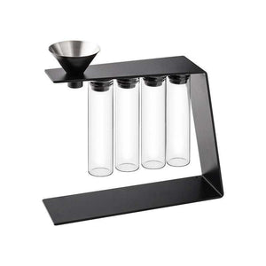 Magnetic coffee bean storage tubes with metal stand and funnel for fresh single-dose espresso beans
