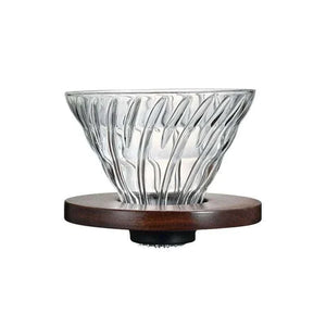 HARIO V60 Walnut Series glass dripper with wood stand pour over coffee maker set