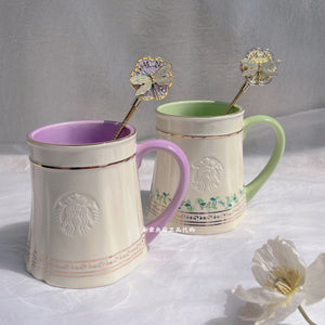 Starbucks Spring Sequence Edition Dragonfly Beaded Insulated Thermal Bottle with intricate embroidery and silk handle
