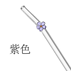Cross-border exclusive flower decorative glass straws with handcrafted flower accents for iced coffee and tumblers