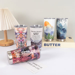 FH Graphic Print Stainless Steel 20oz tumbler with double-wall insulation and vibrant design for hot and cold drinks