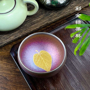 Jianzhan gold leaf tea cup, handmade ceramic master cup