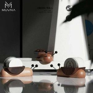 MUVNA Magnetic Tamper Wall Mount holding espresso tamper vertically on sleek anodized aluminum mount with magnetic docking for space-saving coffee station organization