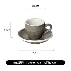 Loveramics Egg 80ml espresso cup and saucer made of high-fired porcelain with rounded shape for enhanced crema and aroma