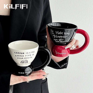 Funny coffee mug 320ml ceramic cup with large handle and printed humorous quotes for gift