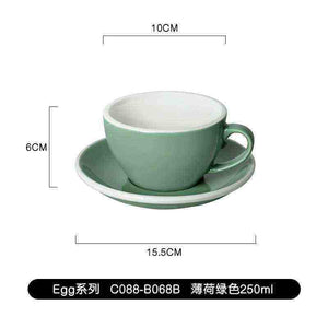 Loveramics Etoile Edition egg-shaped ceramic coffee cup with floral design and saucer for latte art