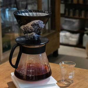 HARIO x Ukiyo-e Edition V60 ceramic coffee dripper with Great Wave Japanese art design