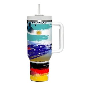 FIFA World Cup stainless steel tumbler cup with 40oz capacity and handle for Amazon cross-border sale