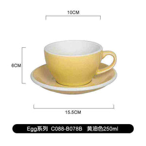 Loveramics Etoile Edition egg-shaped ceramic coffee cup with floral design and matching saucer ideal for latte art