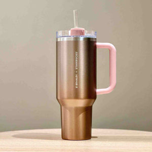 Starbucks Sakura collection pink ceramic mug and polka dot tumbler with cherry blossom design