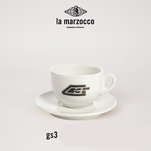 La Marzocco Heritage ceramic coffee cup and saucer set with sleek Italian design