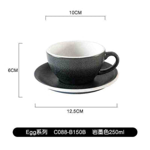 Loveramics Etoile Edition egg-shaped ceramic coffee cup with floral design and matching saucer