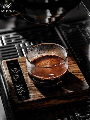 MUVNA professional solid wood coffee scale with invisible LED display and Type-C rechargeable battery