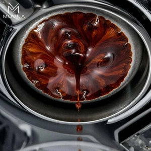 MUVNA Precision Dosing Cup in matte black and brushed stainless steel for espresso dosing with 58mm portafilter fit